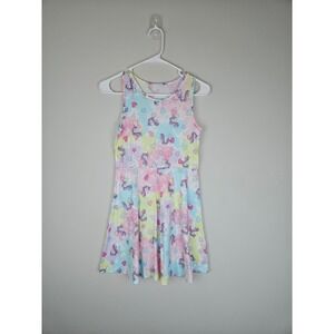 The Childrens Place Girls Unicorn Tie Dye Skater Dress Pastel Pink Blue L 10/12